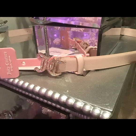 Beautiful Swarovski Crystal baby pink leather belt Juicy Couture